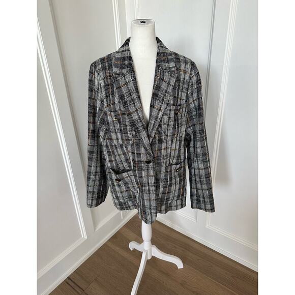 Halogen Womens Gray Libbie Plaid Tweed Blazer Jacket Size Large NWT - Picture 3 of 12